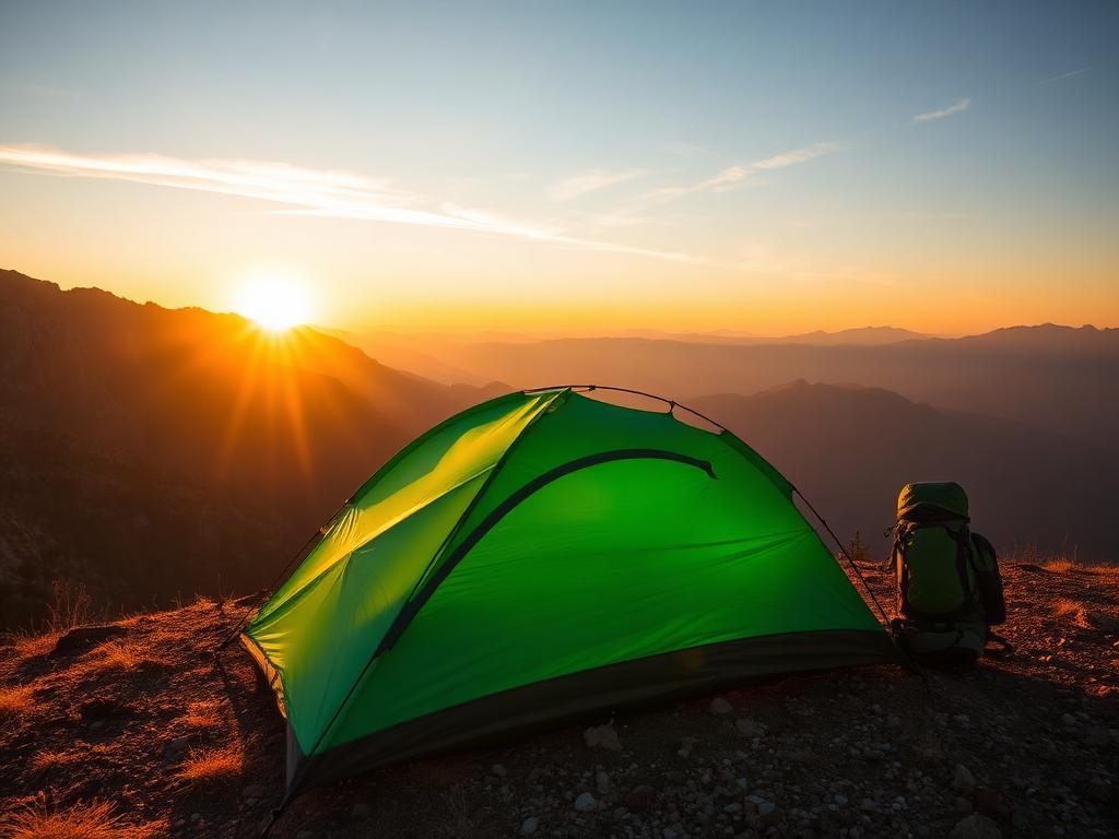 Hiking Tent pitched outdoors